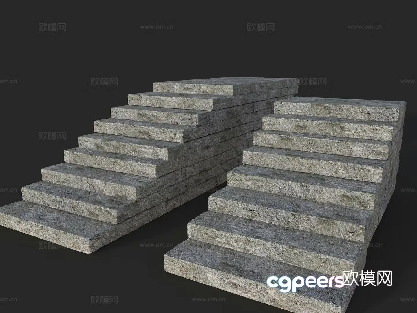 Bluestone slab steps Park slab old stone slab steps Rural wool stone slab steps Natural stone slab steps 3D model