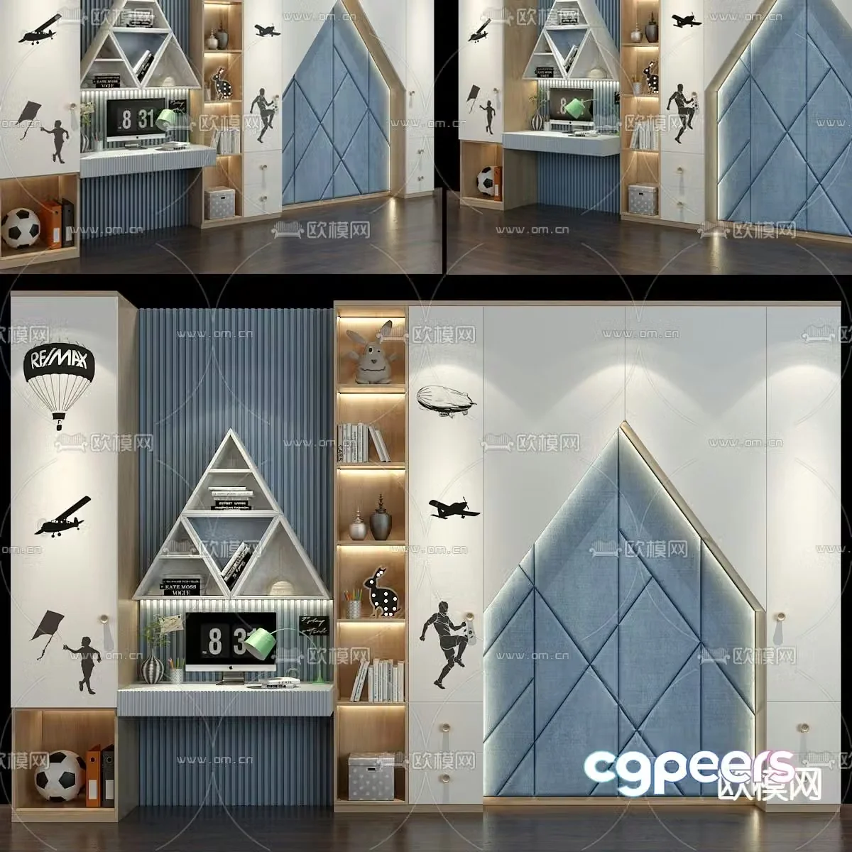 Modern all-in-one children’s cabinet 3d model