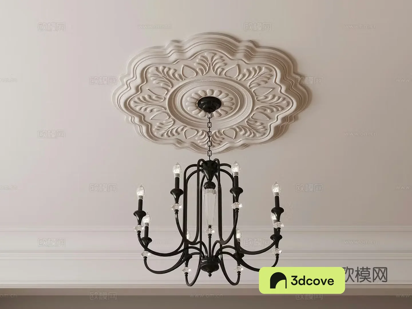 French gypsum lamp tray carved