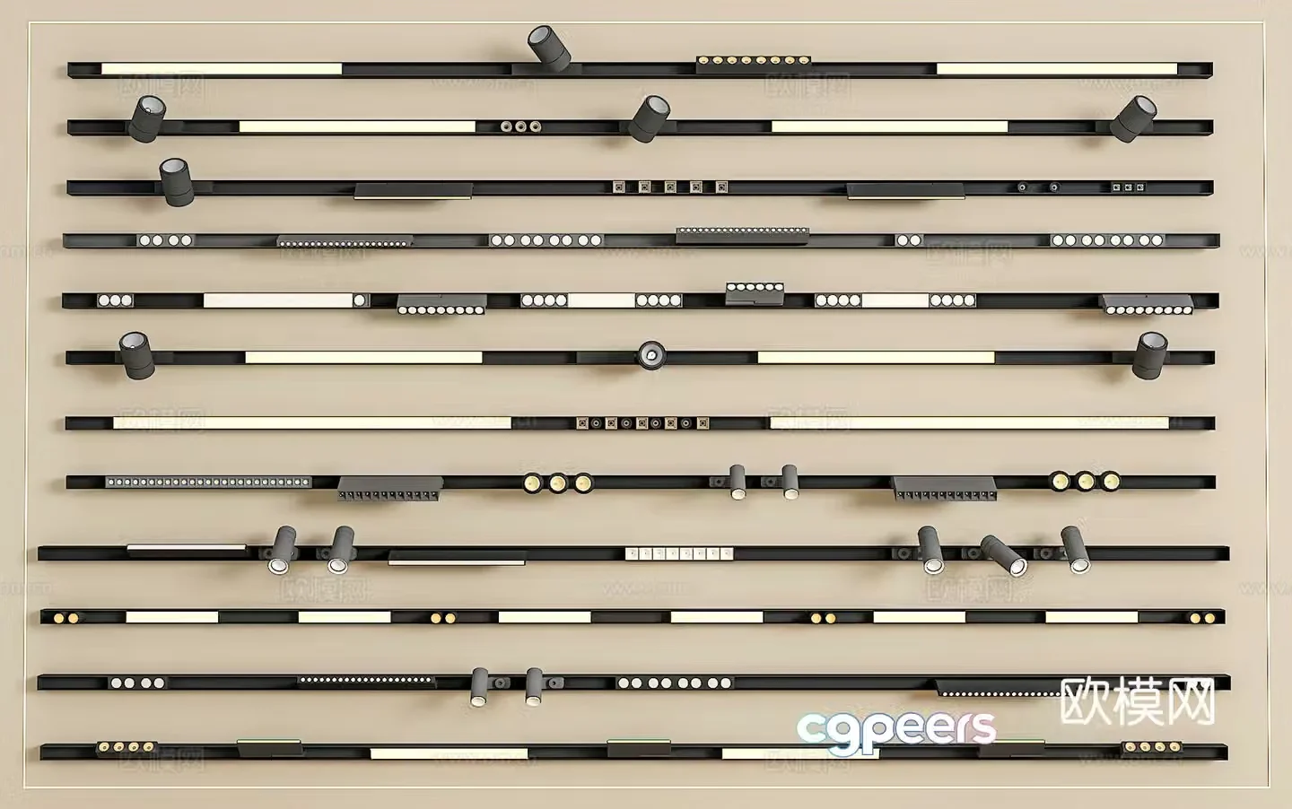 Track spotlight downlight linear lamp embedded downlight magnetic spotlight 3D model