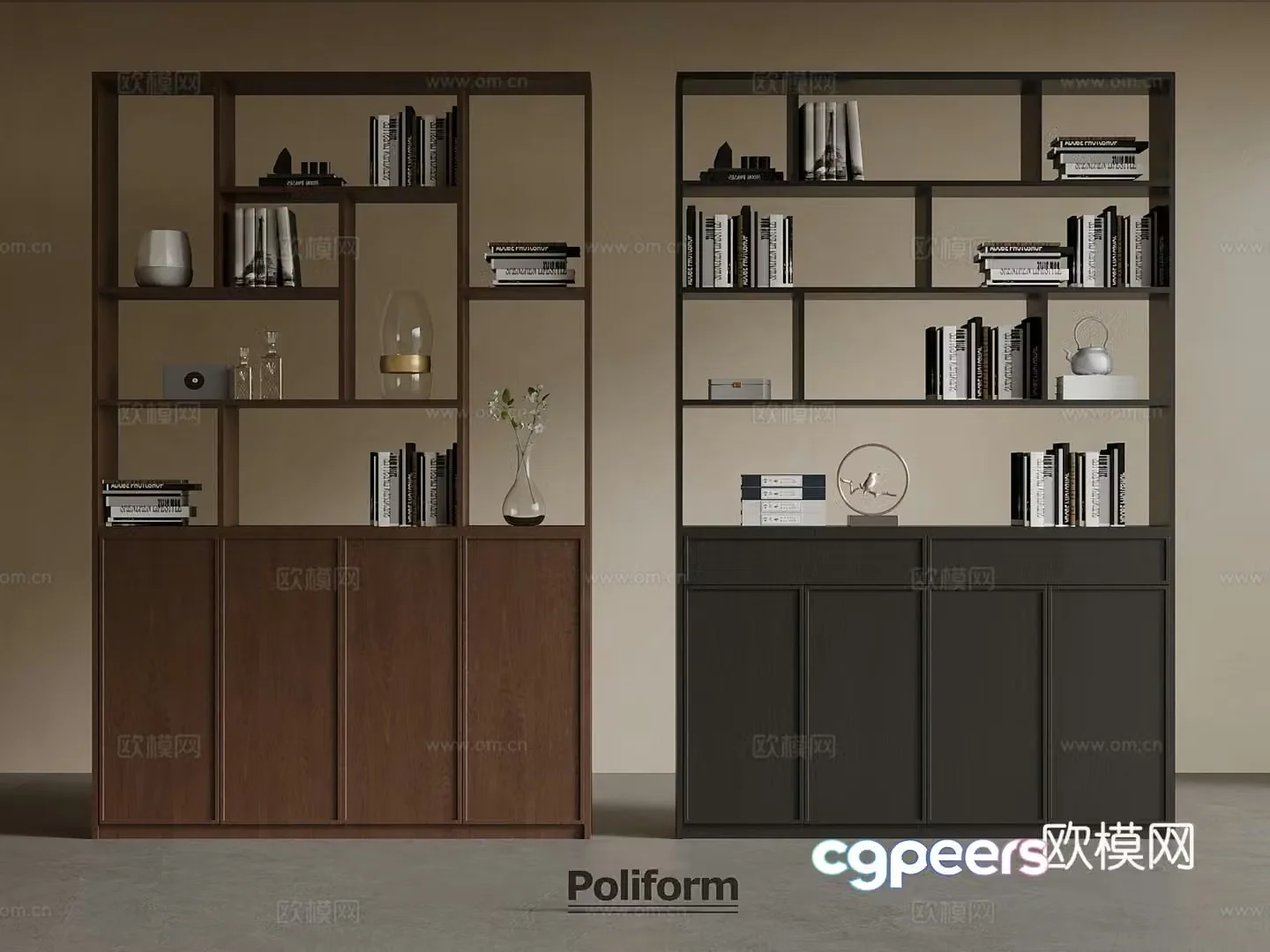 Middle style partition cabinet bookcase 3d model 3d model