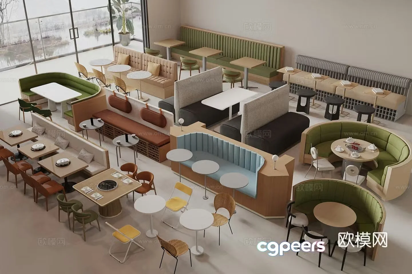 Modern card holder sofa Restaurant card holder leather sofa Double sofa Bar card holder sofa 3D model