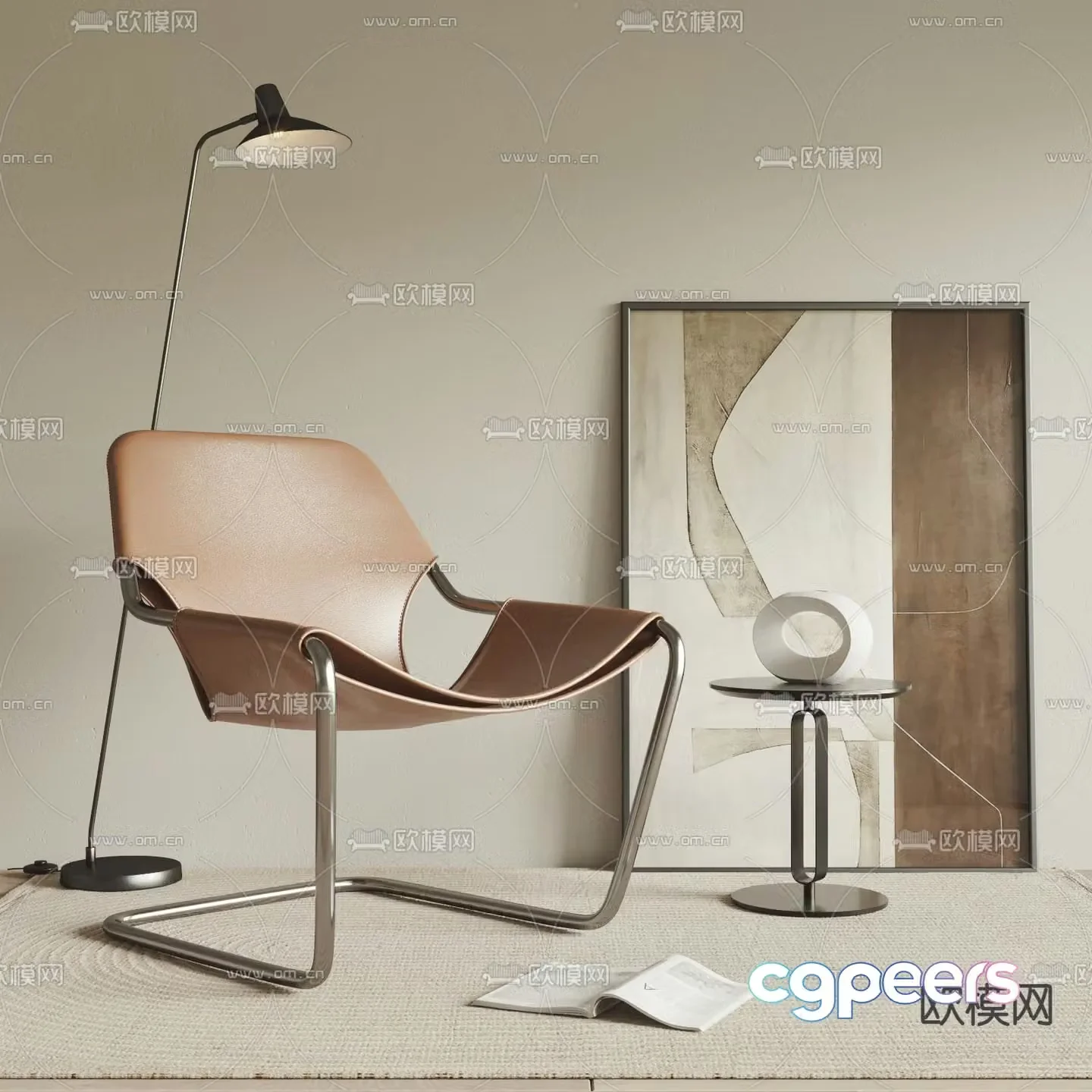 Leather chair lounge chair 3d model
