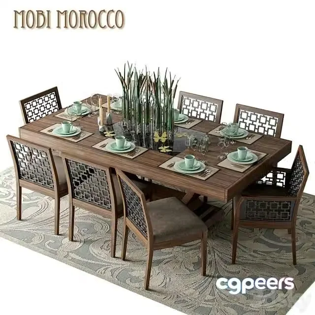3ds Max Free – Table with chairs Mobi Dining rooms Morokko