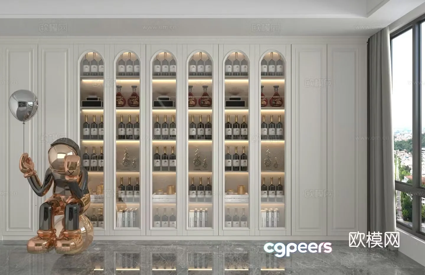 Modern glass wine cabinet 3d model