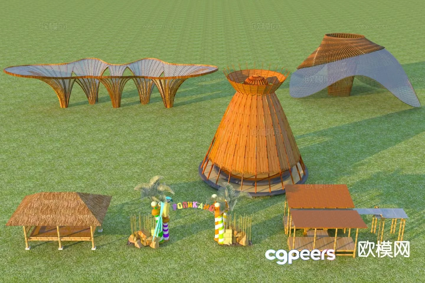 Wabi-sabi bamboo art gallery landscape gallery 3D model