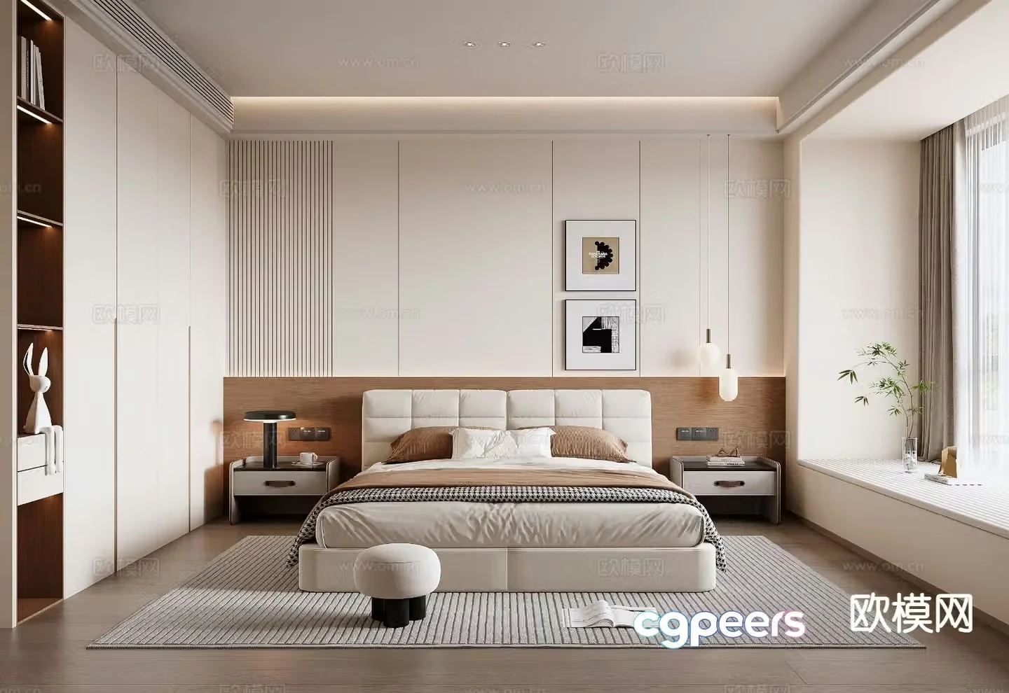 Modern minimalist bedroom master bedroom 3d model
