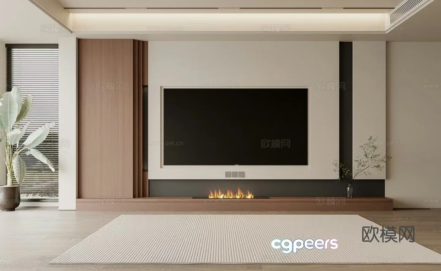 Living room TV background wall 3d model