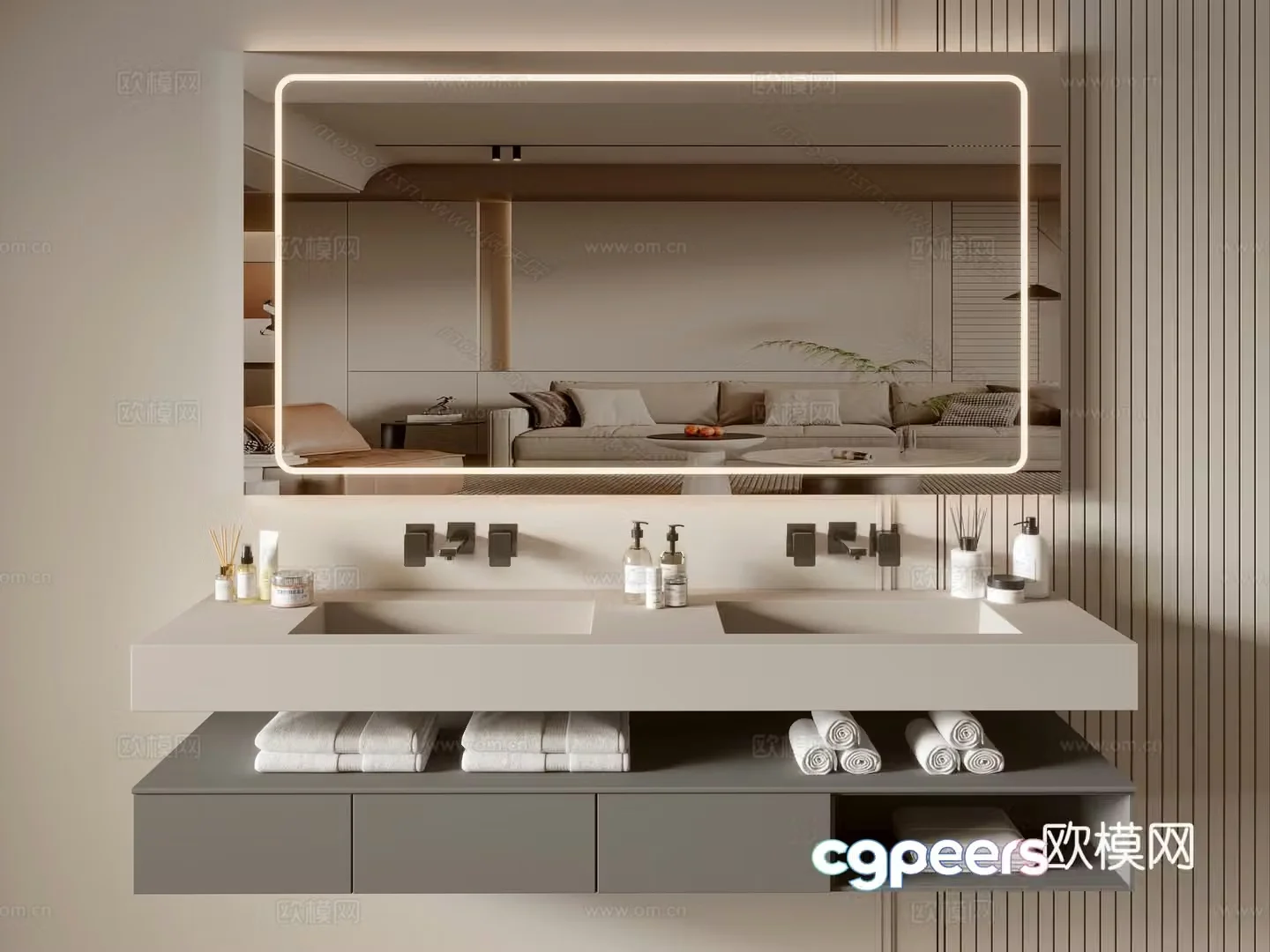 Modern bathroom cabinet bathroom basin bathroom ornaments mirror cabinet sink 3d model