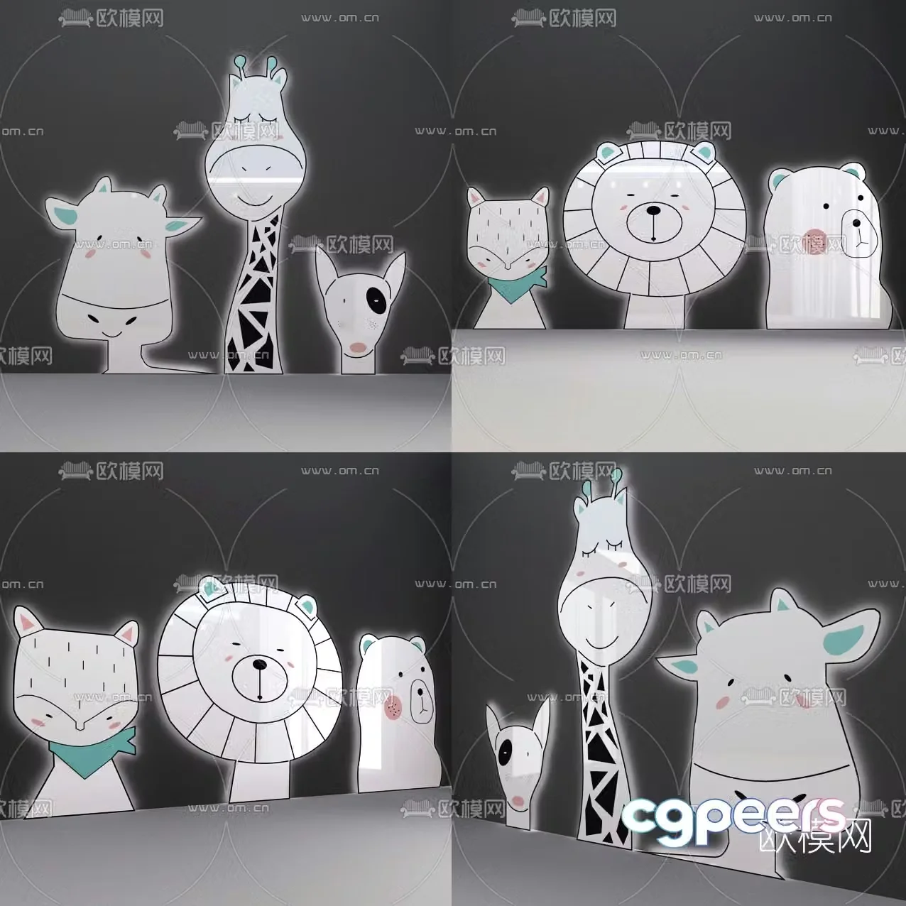 Modern cartoon animal giraffe wall decoration pendant 3d model