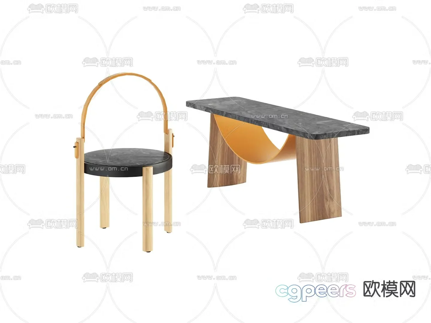 Modern coffee table side table 3D model