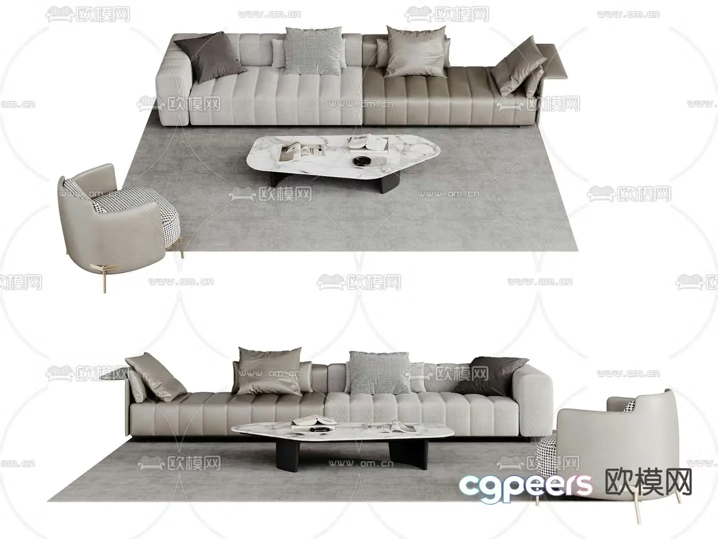 Modern sectional sofa 3d model