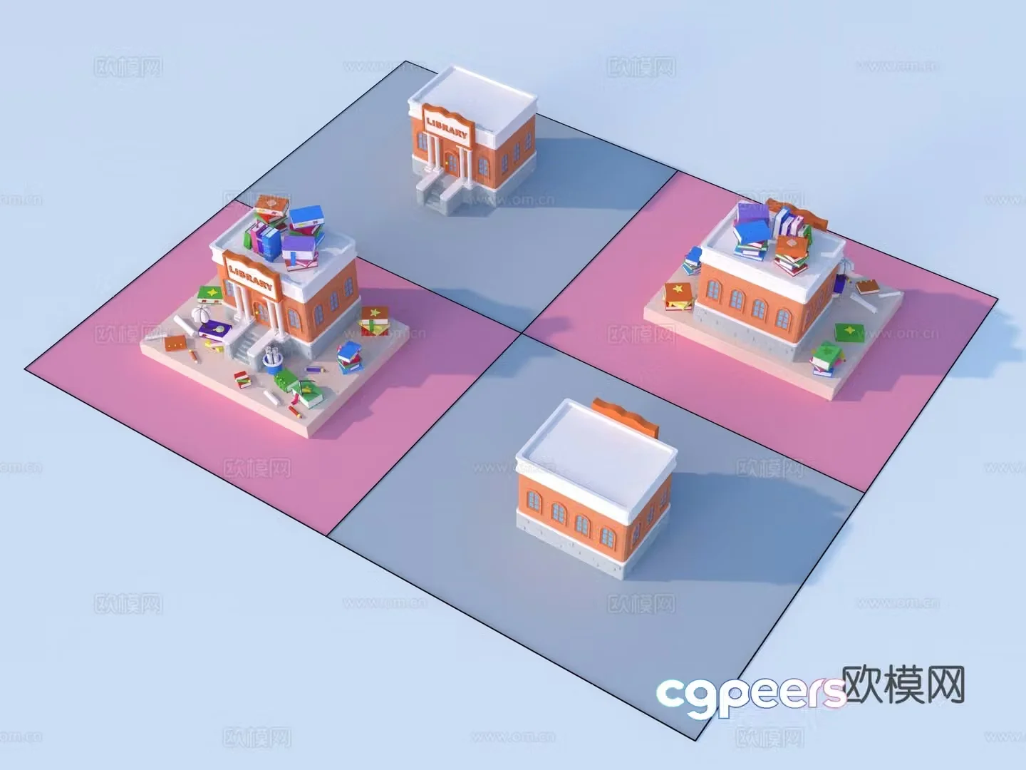 Cartoon toys architectural sketch 3d model