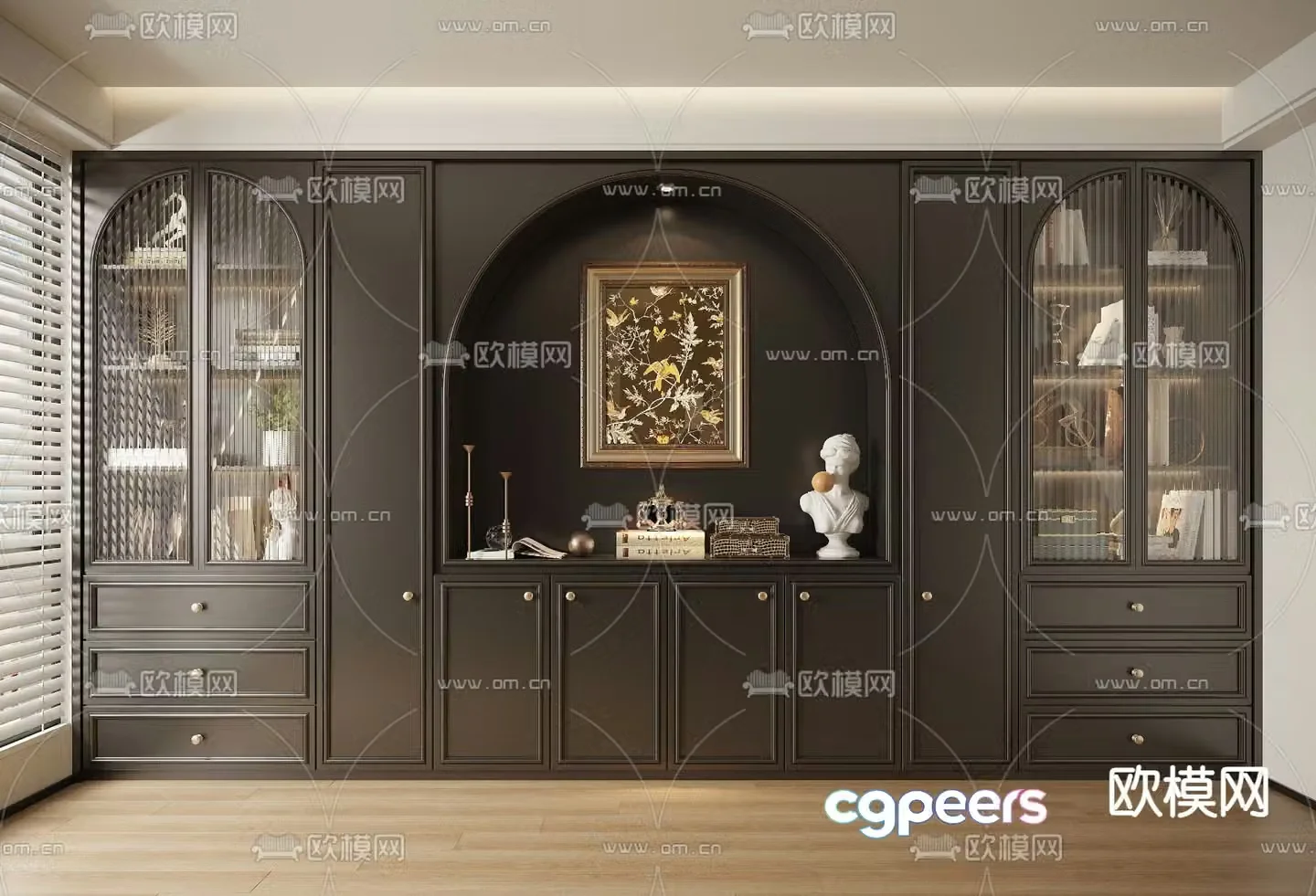 French bookcase decorative cabinet 3d model