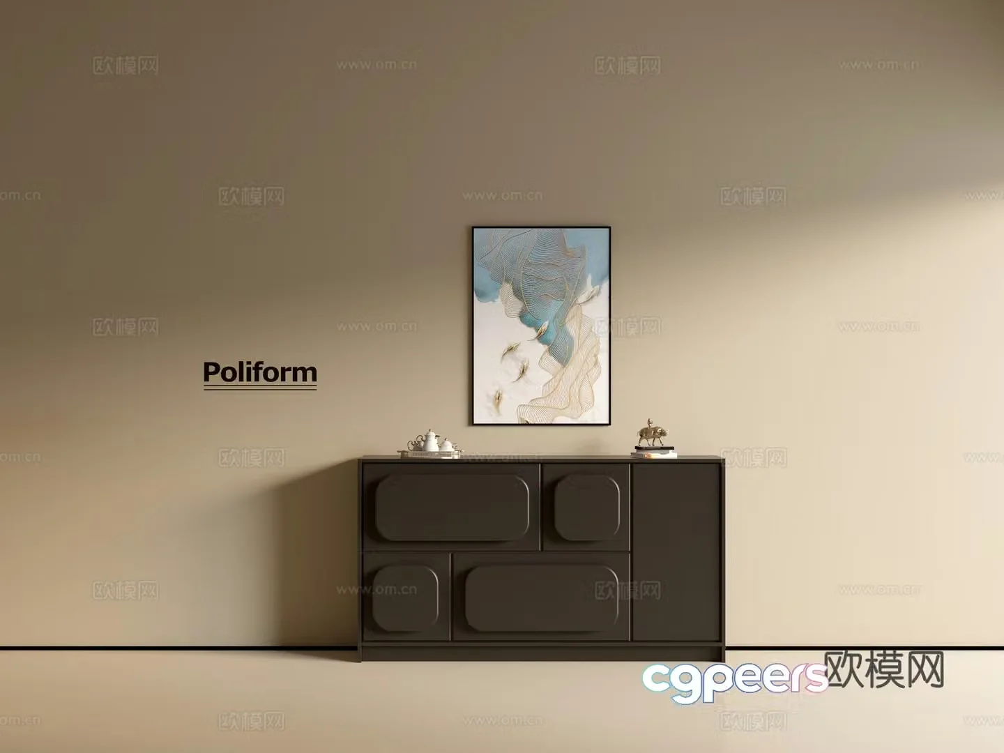 Modern black cabinet ins wind side cabinet chest cabinet low cabinet whole cabinet dining side cabinet balcony cabinet 3d model