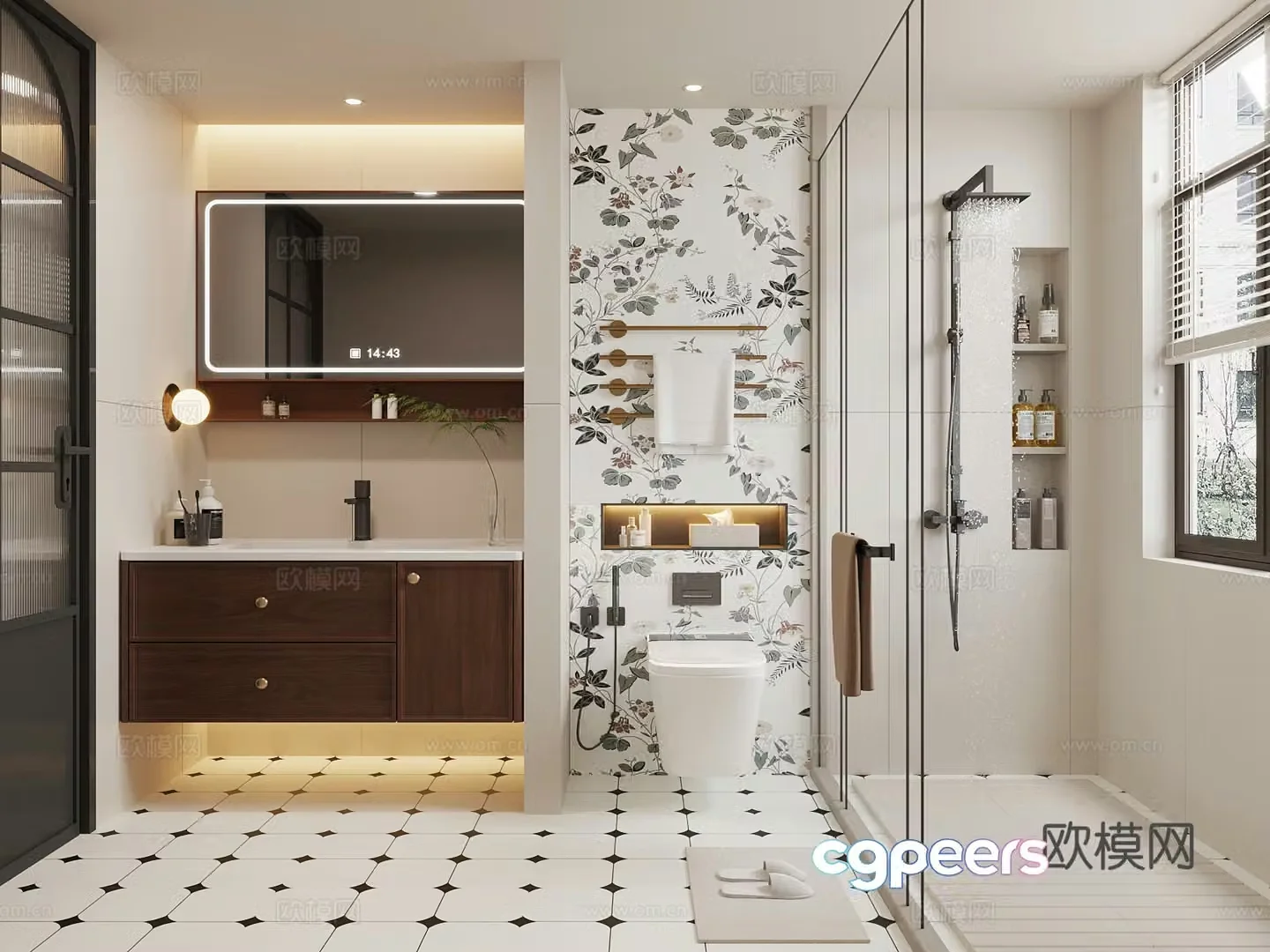 Bathroom cabinet medieval style bathroom cabinet toilet shower room 3d model