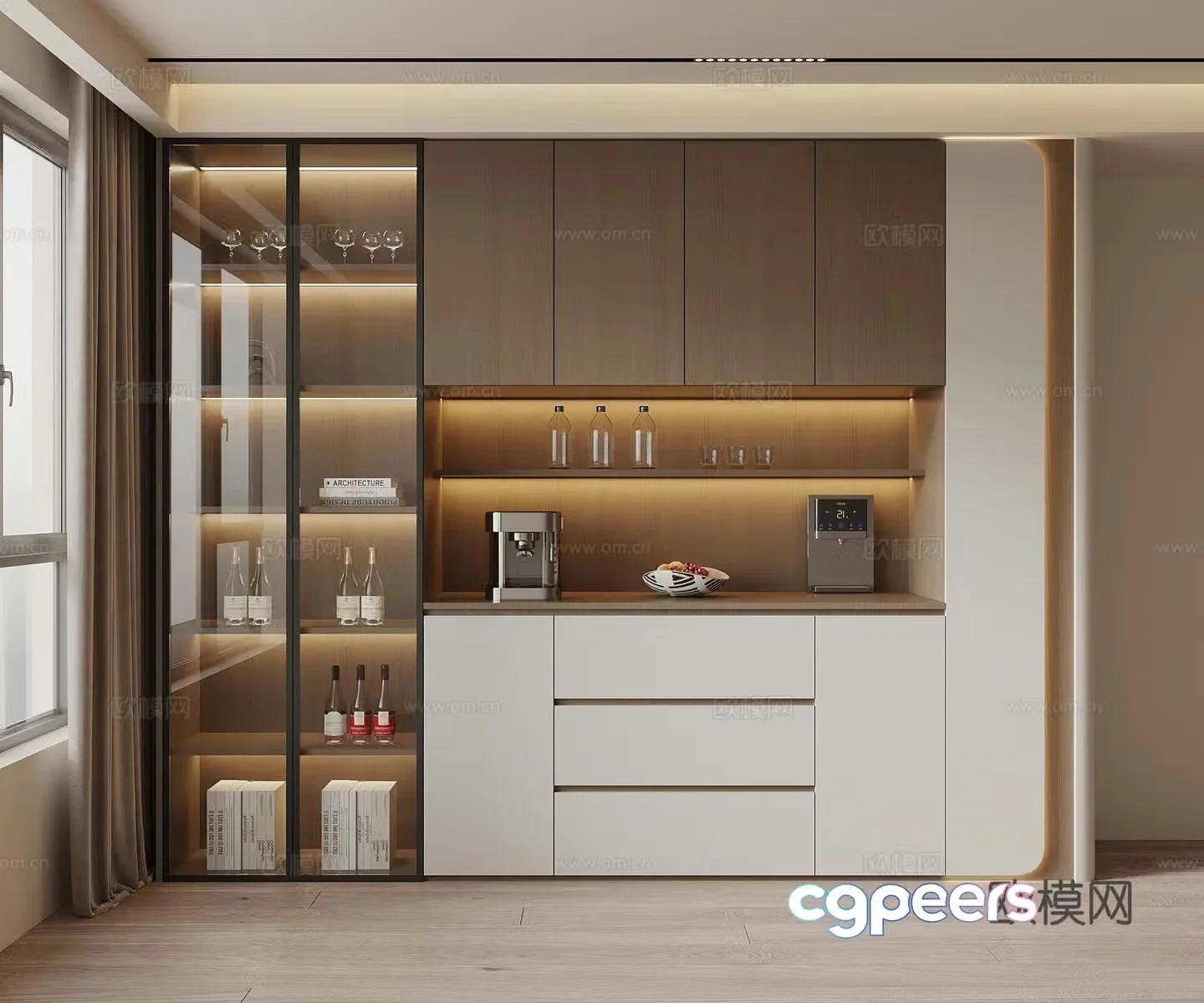 Modern wine cabinet sideboard 3D model