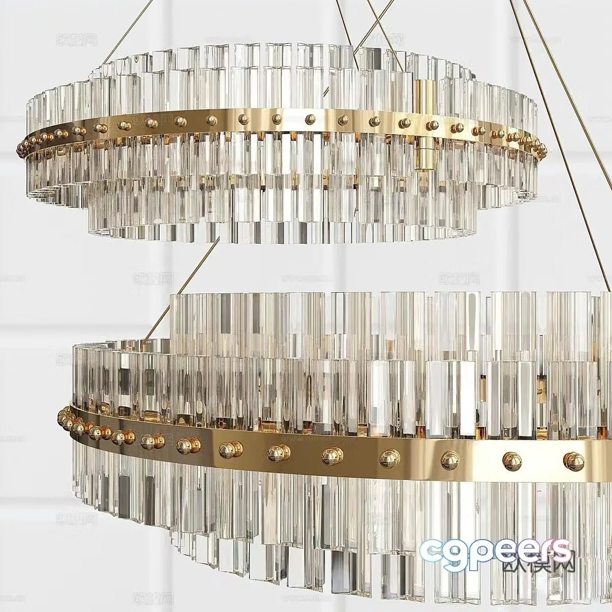 Light luxury crystal chandelier 3d model