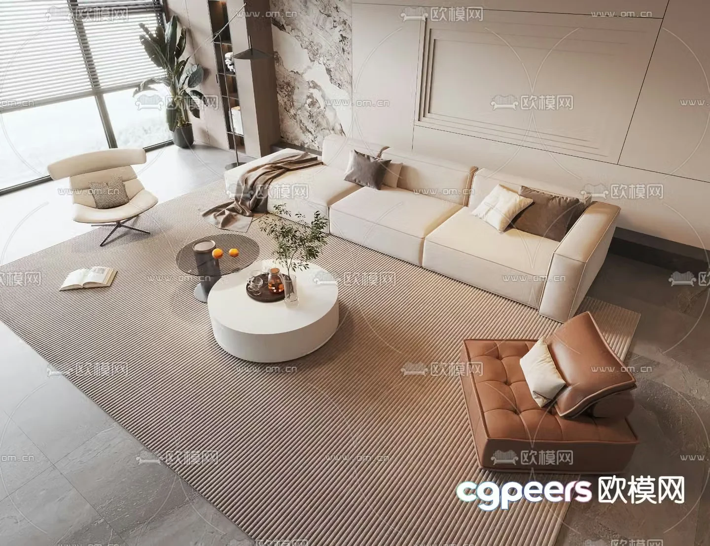 Modern sofa combination sofa coffee table combination 3d model