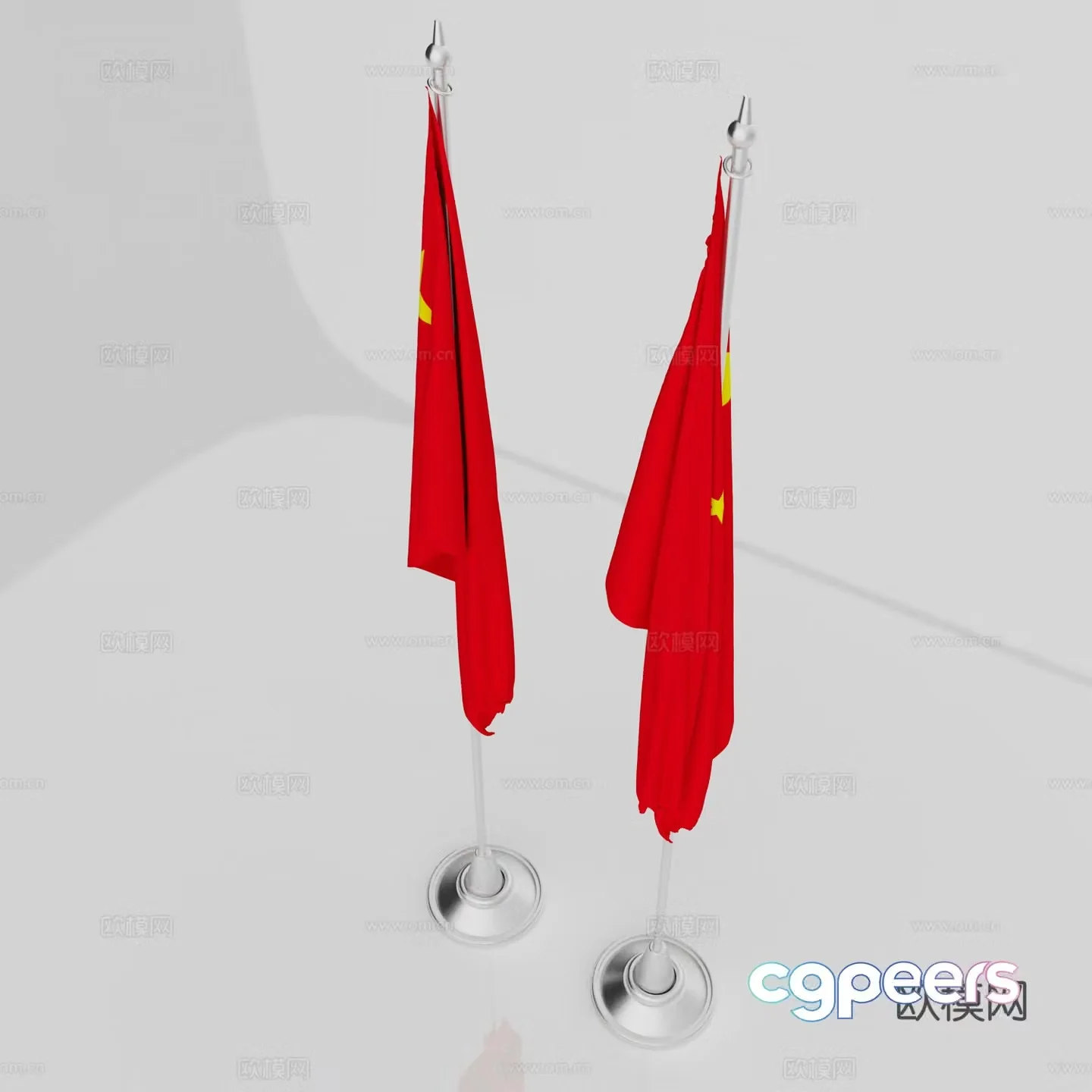 Modern national flag pennant flag flagpole red flag road flag waterway flag flag badge 3d model