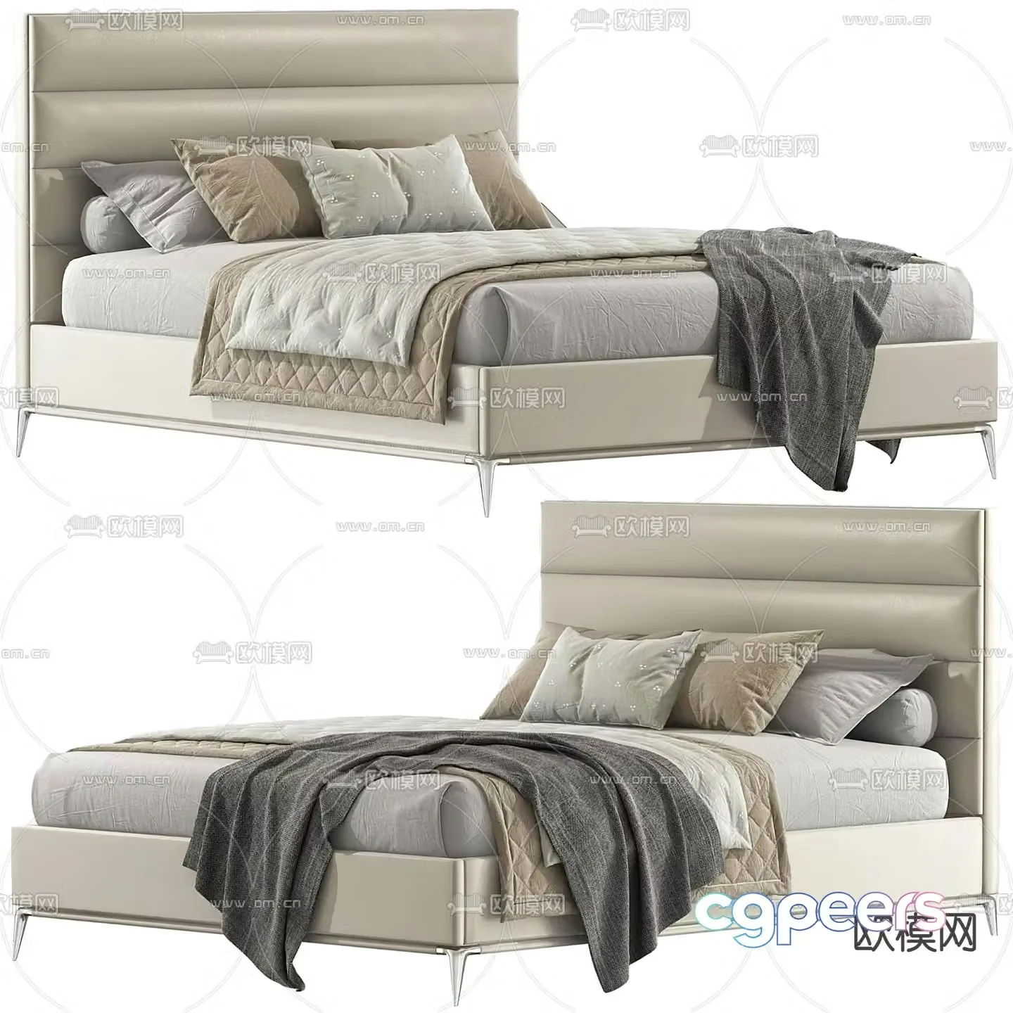 Modern double bed 3d model