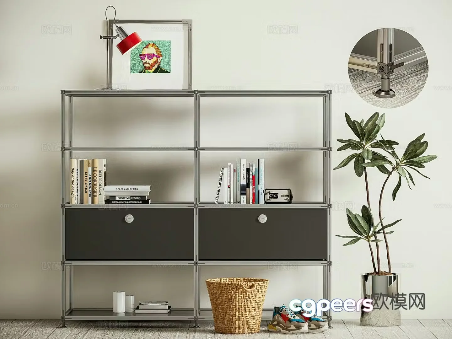 Modern aluminum profile shelf Bauhaus bookshelf Metal shelf Bogu shelf 3D model