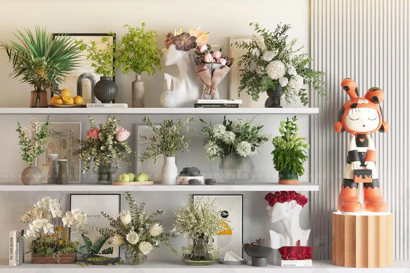 Modern Decorated Shelves 3D Model – 1945 – VRAY Render