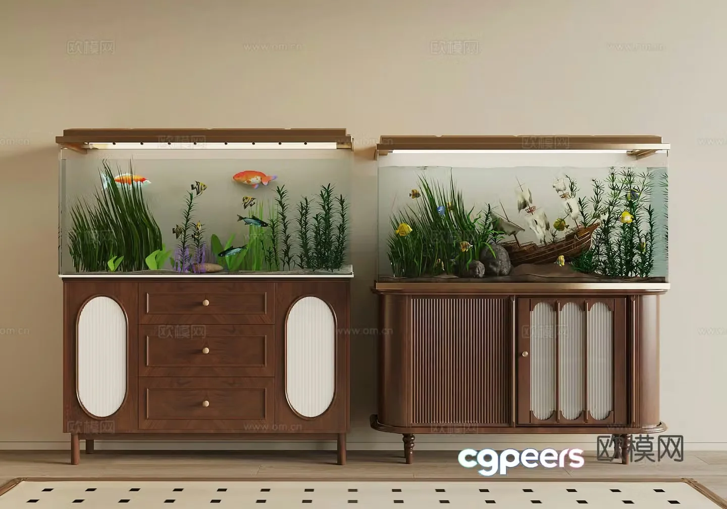 Modern fish tank 3d model