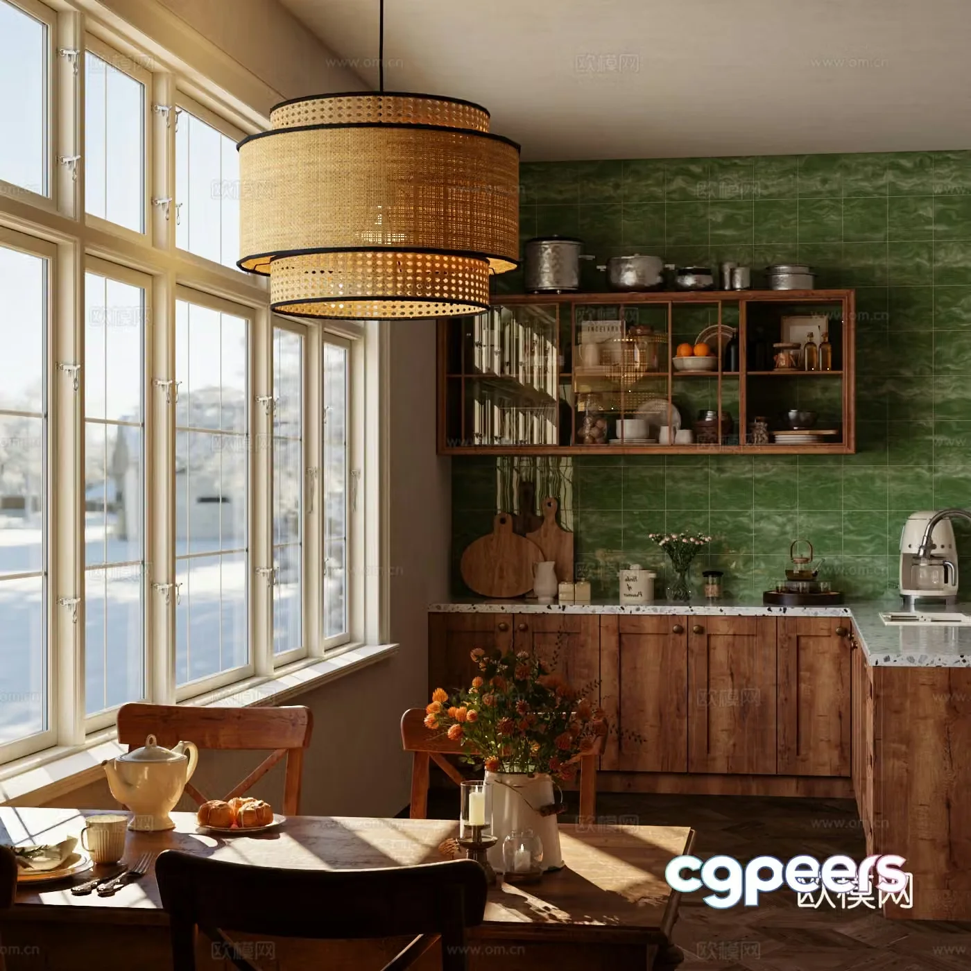 Middle style kitchen 3d model