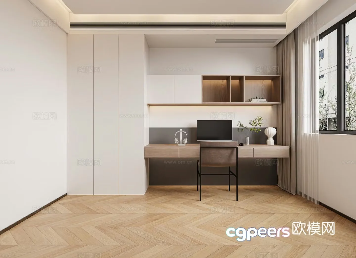 Modern simple study 3d model