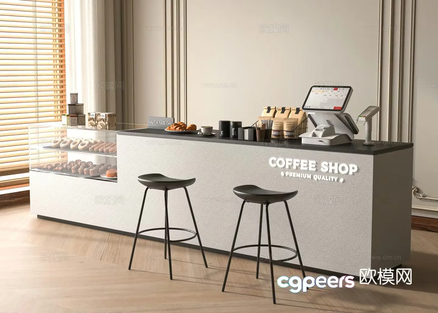 Modern cafe workbench 3d model