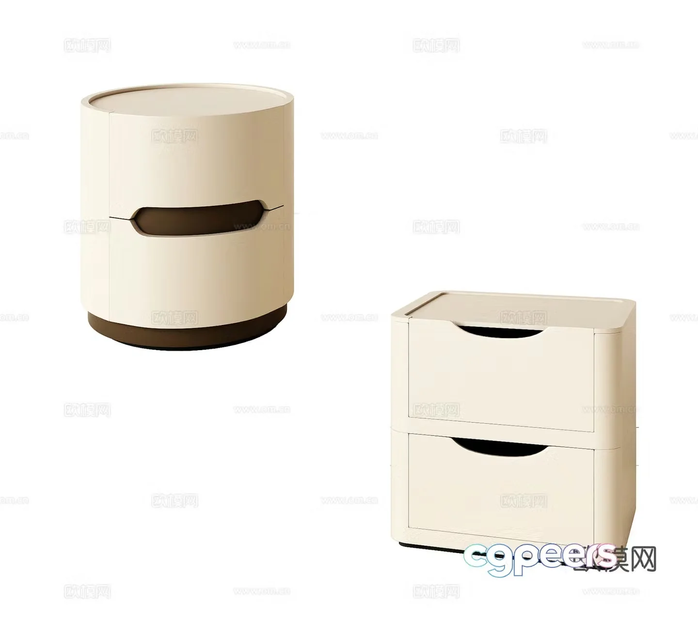 Creamy nightstand children’s room nightstand round side corner coffee table 3d model