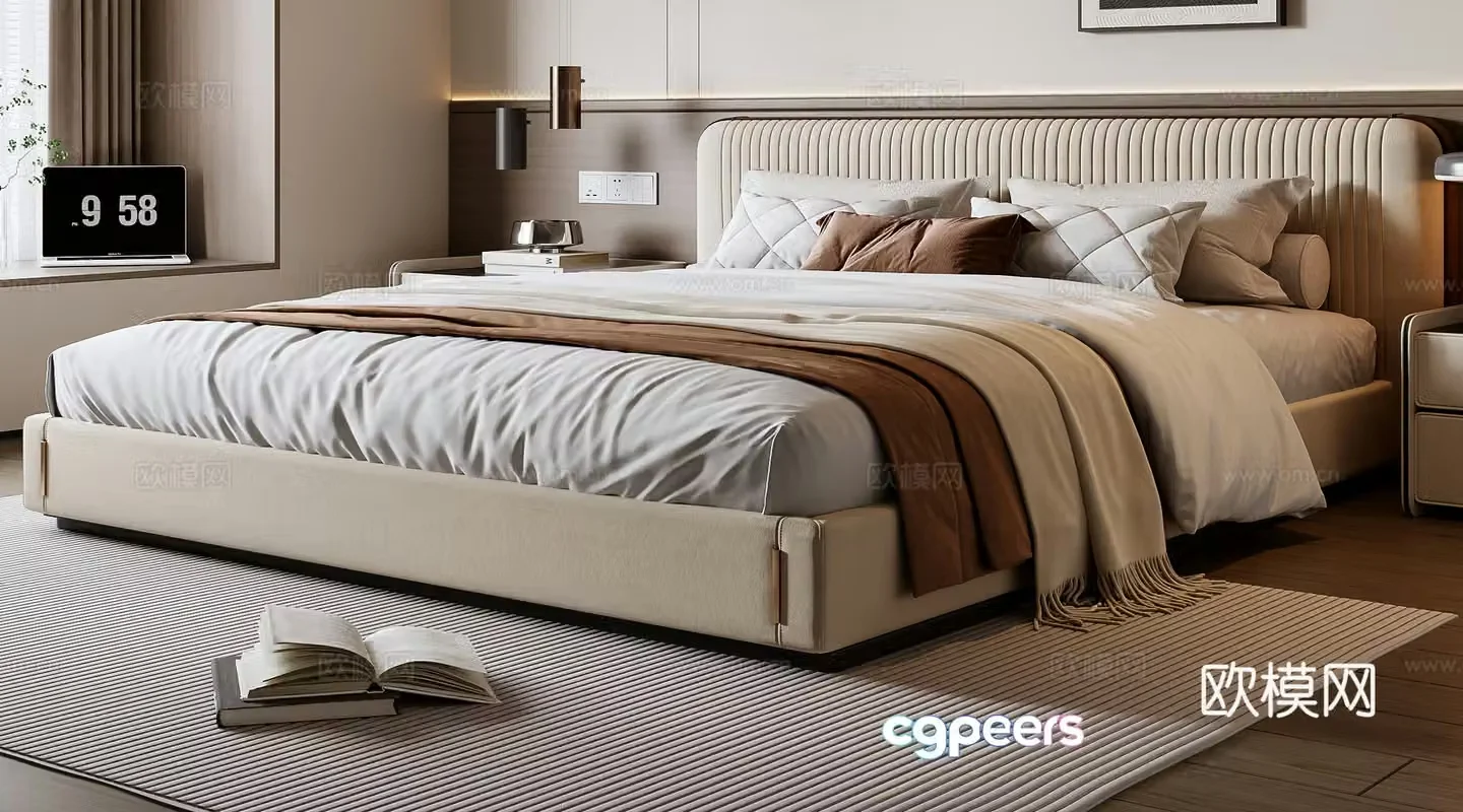 Modern double bed 3d model