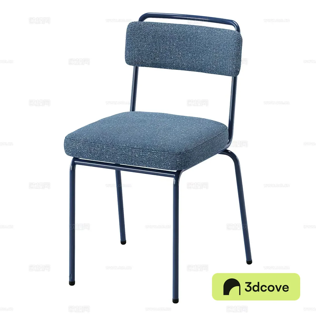 A Blue Chair With A Metal Frame