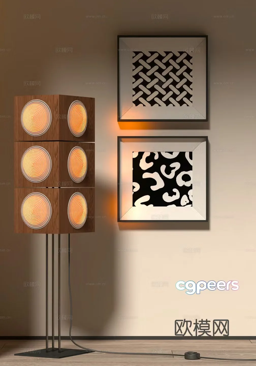 Wasabi wind floor lamp decorative hanging painting 3d model