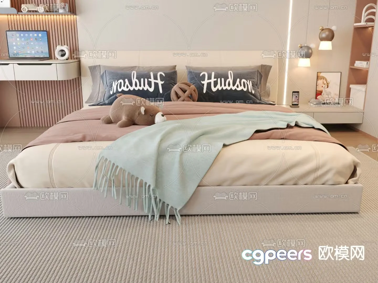 Cream style children’s bed child’s bed 3d model