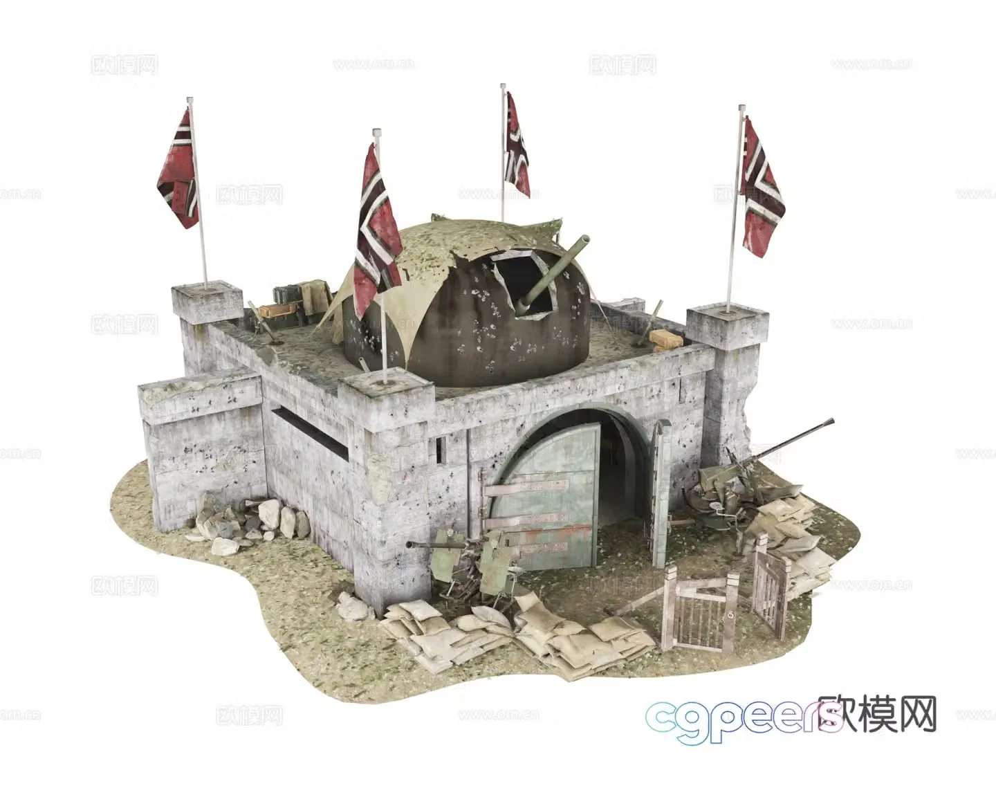 Prevention and control bunker fortress Prevention and control fortress Bunker fortress 3d model