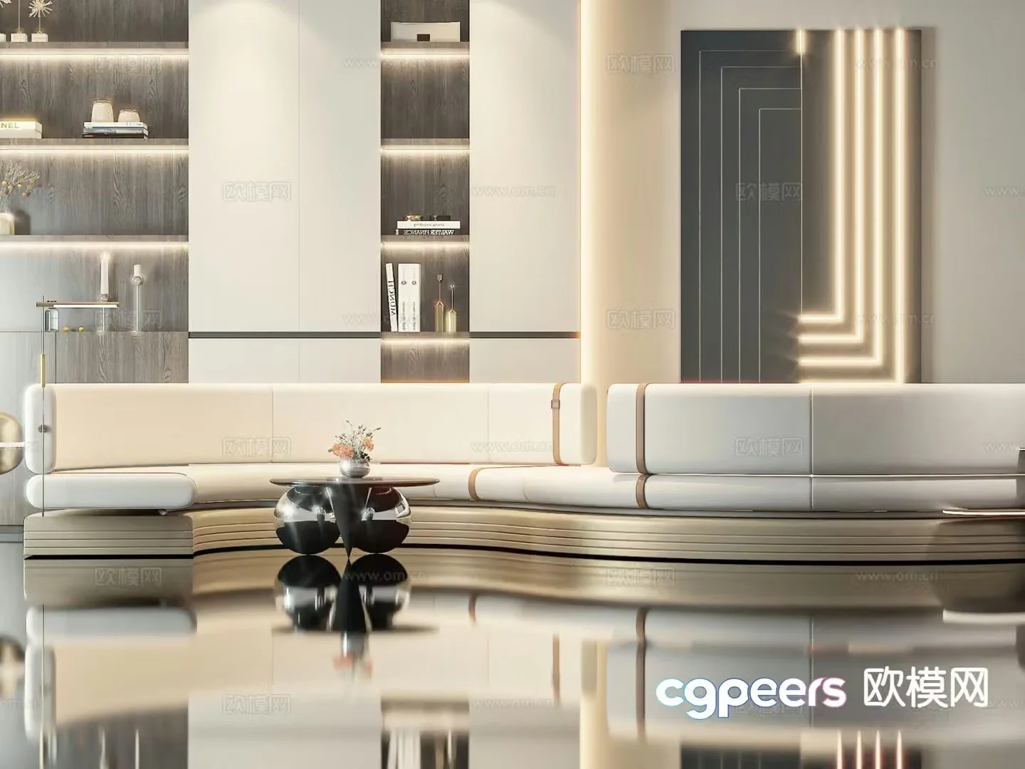 Light luxury curved sofa special-shaped sofa 3D model