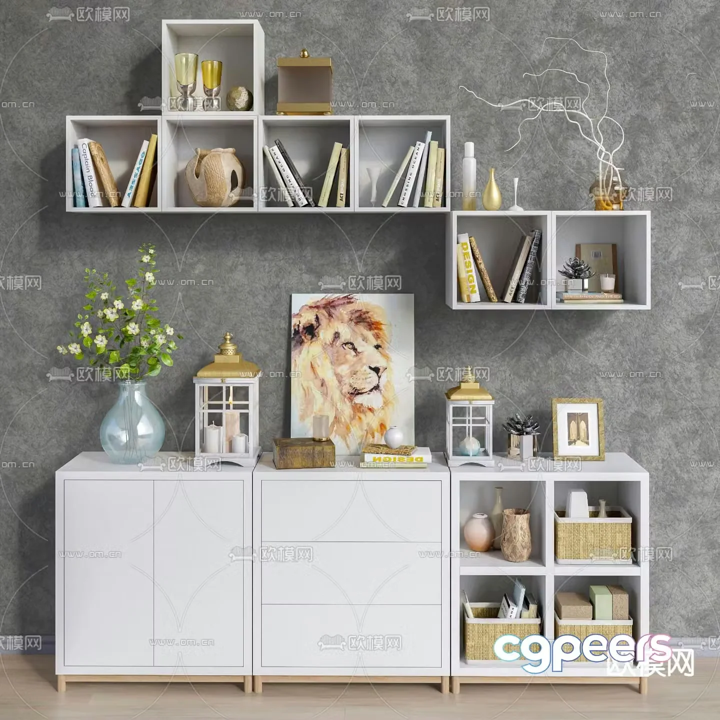 Modern children’s decorative cabinet wall decoration bookshelf 3d model