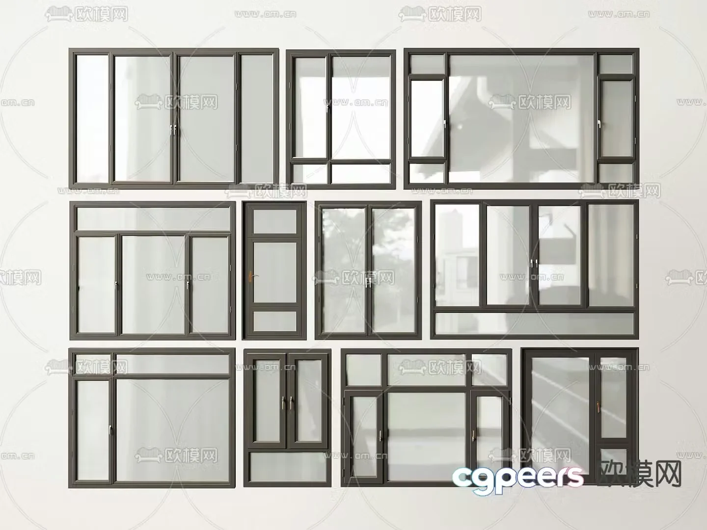 windows floor-to-ceiling windows balcony doors and windows 3d model