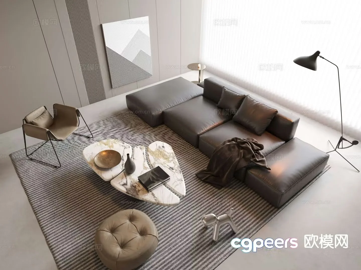 Modern sectional sofa 3d model