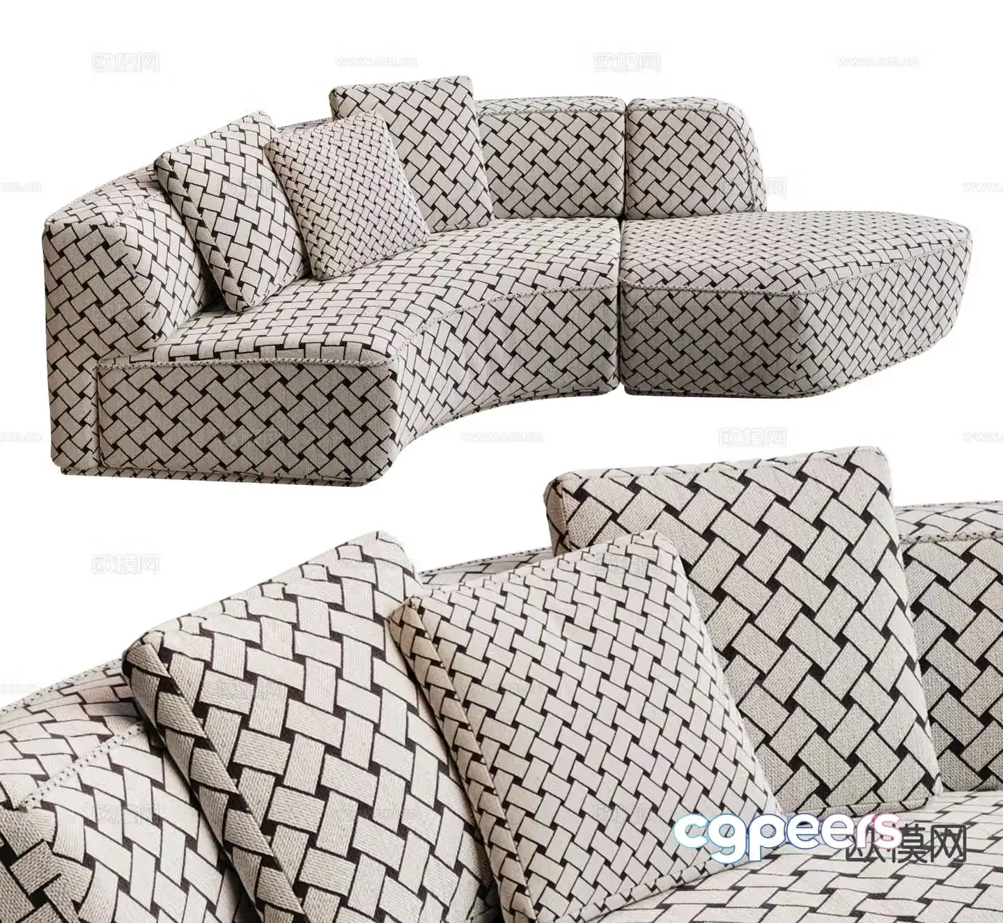 NeriHu special shaped sofa curved sofa 3d model