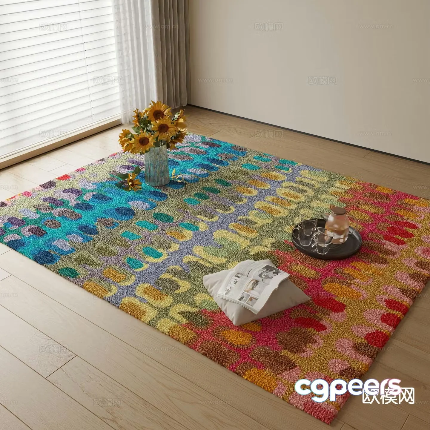 Modern carpet square rug 3d model