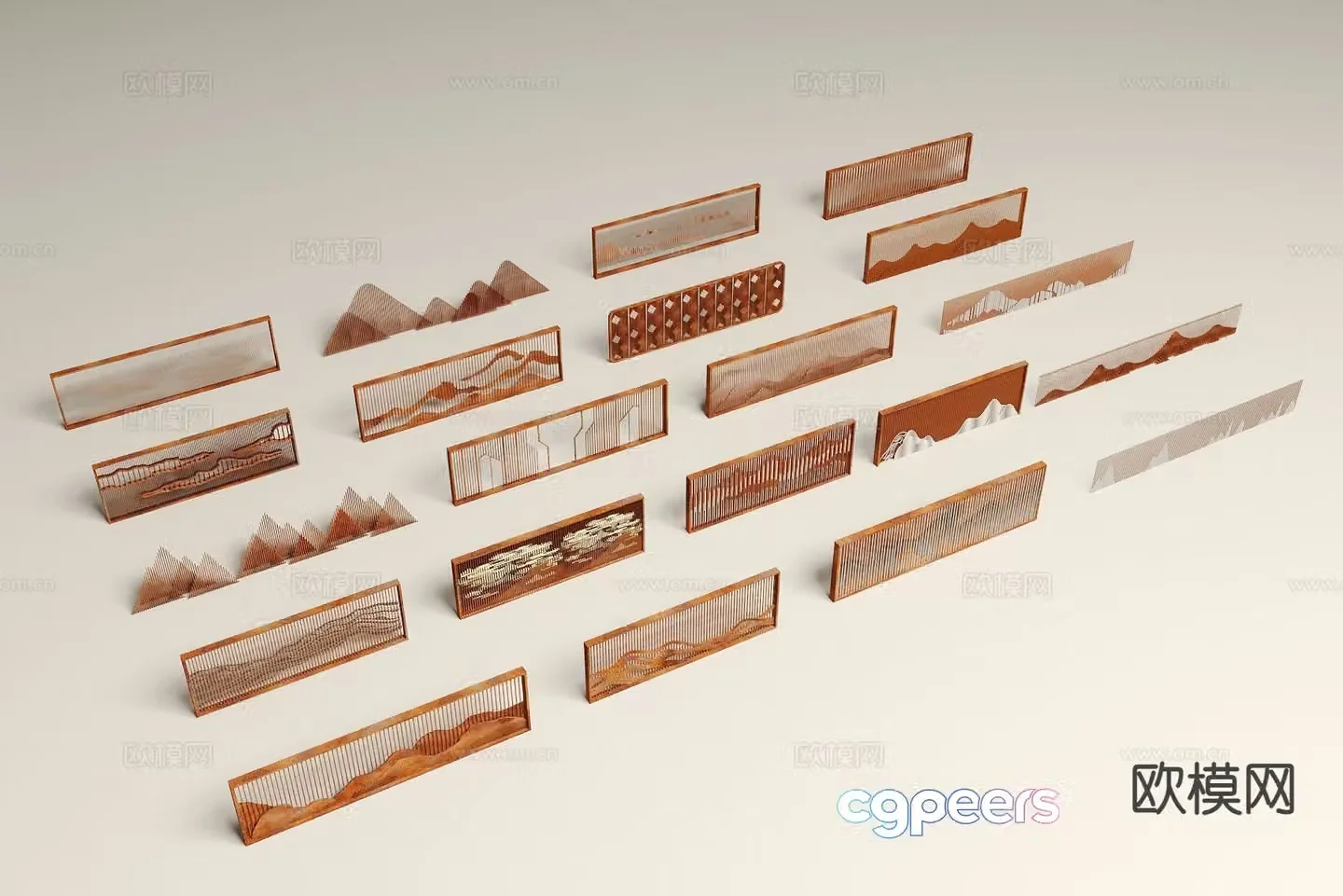 New Chinese style landscape wall park landscape wall 3D model
