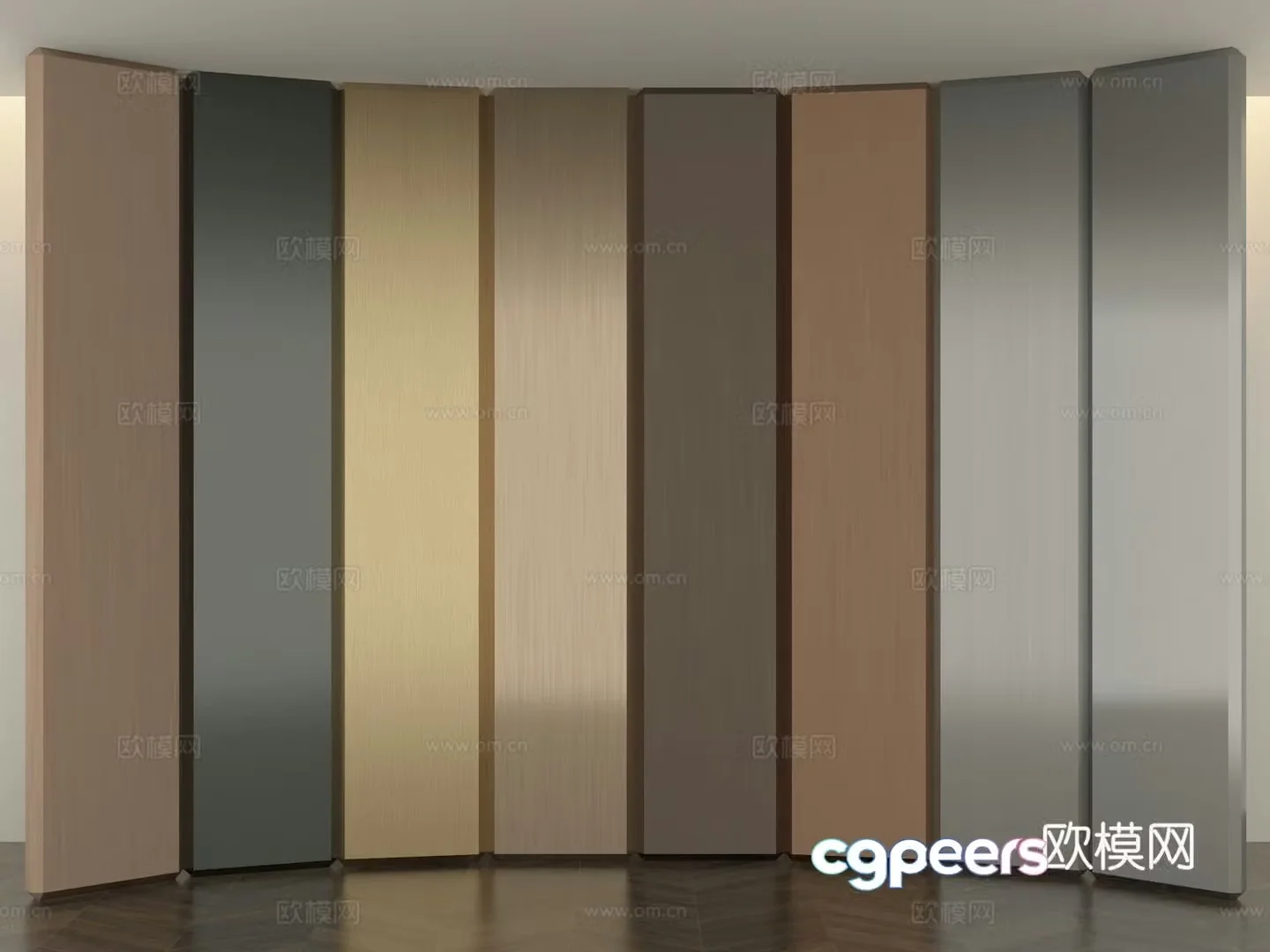 Brushed metal plate wall panel 3D model