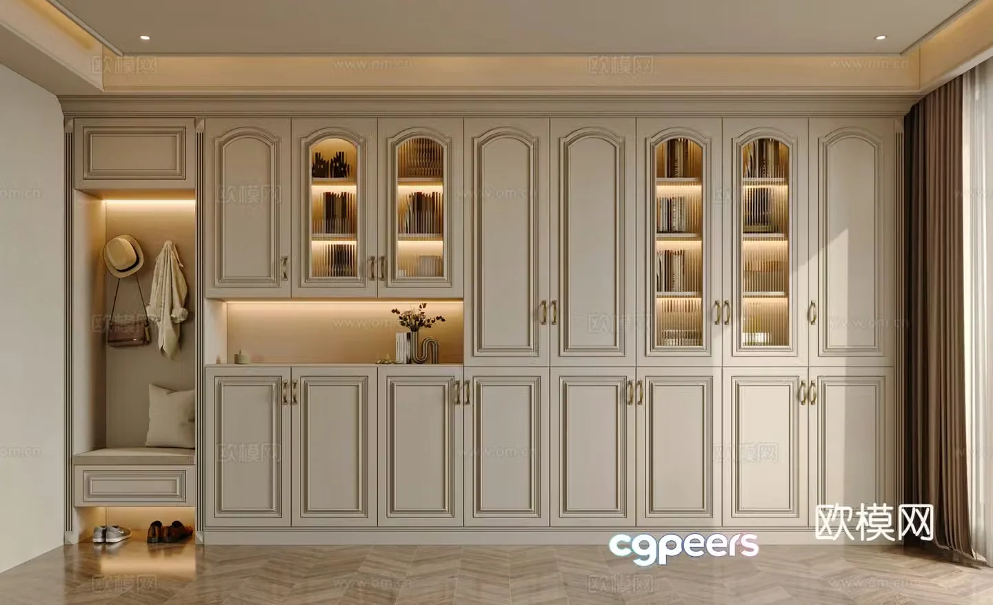 French shoe cabinet sideboard 3D model