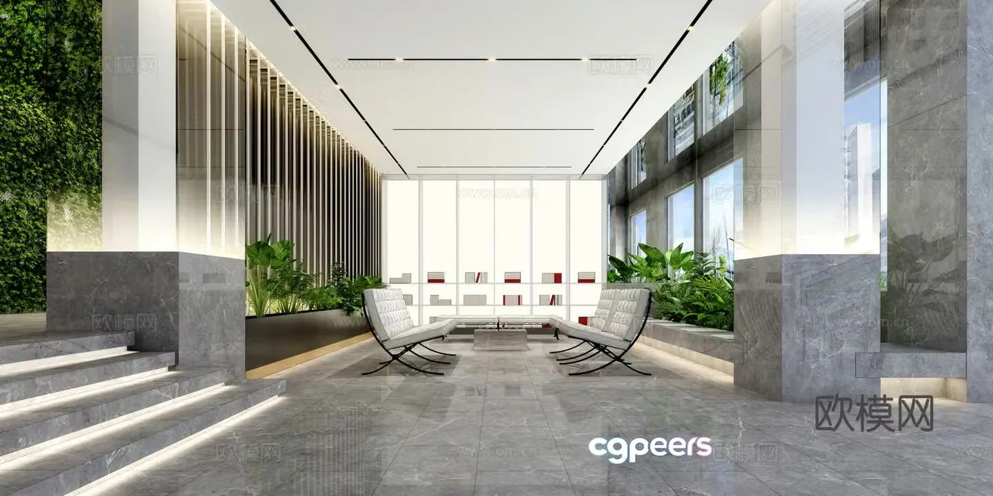 Modern office lobby 3d model
