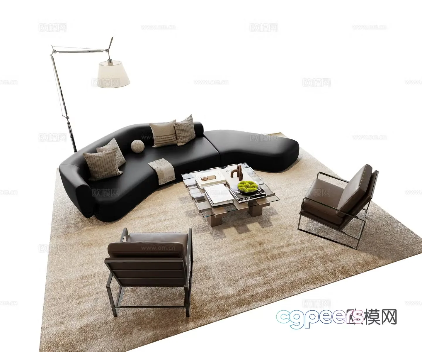 Sofa combination sofa coffee table leisure chair 3d model