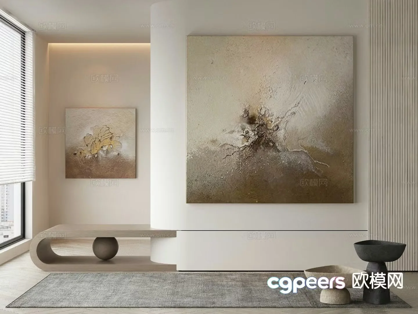 Modern texture painting decorative painting 3d model