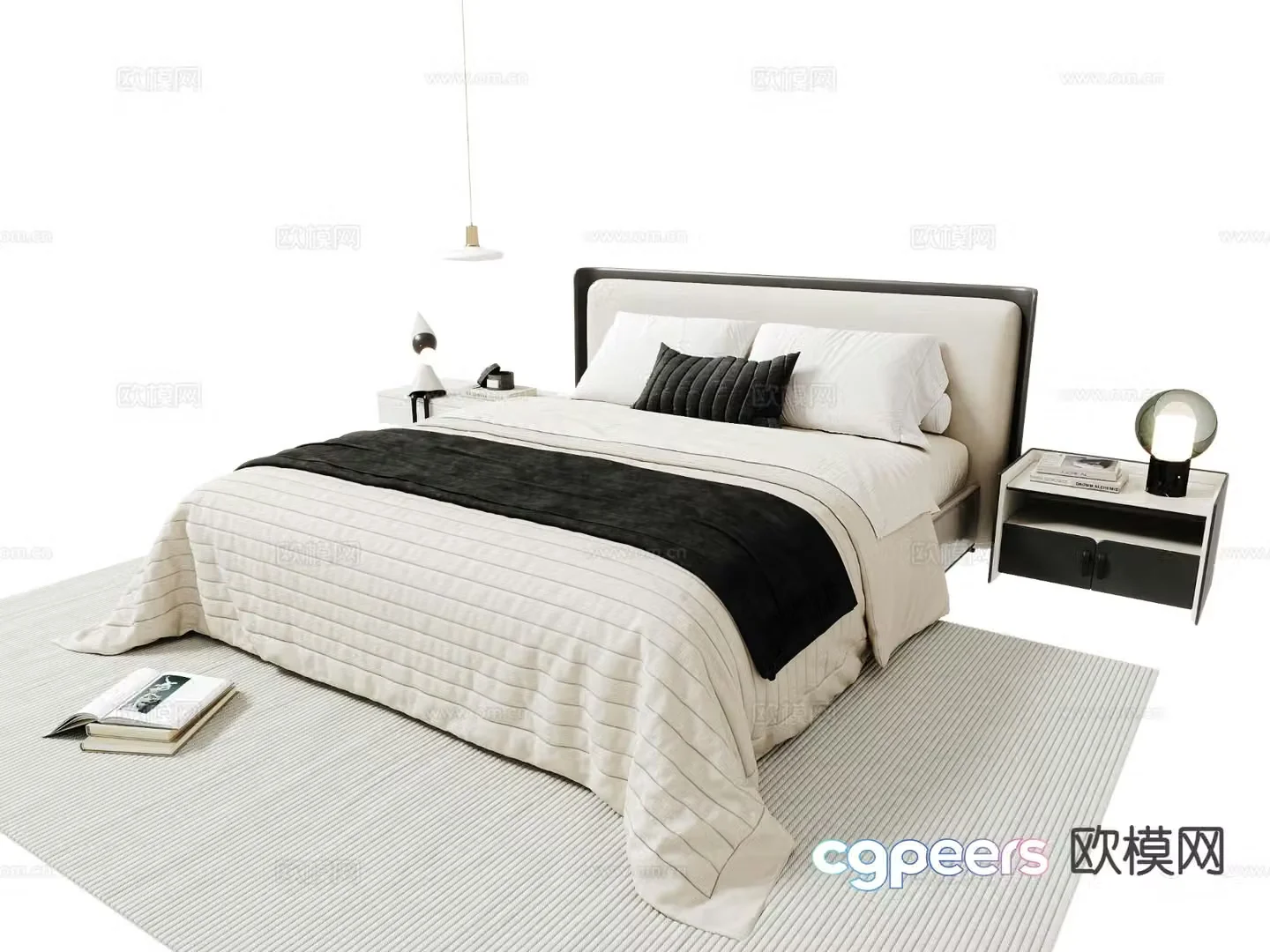 Modern double bed 3d model